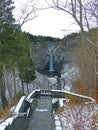 Taughannock Falls overlook on East Rim after first winter snowfall of season Royalty Free Stock Photo