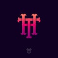T and H monogram. T and H crossed letters, intertwined letters initials.