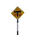 T intersection ahead sign