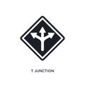 t junction isolated icon. simple element illustration from traffic signs concept icons. t junction editable logo sign symbol