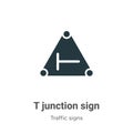 T junction sign vector icon on white background. Flat vector t junction sign icon symbol sign from modern traffic signs collection