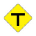 T-Junction Traffic Road Sign, Illustration Vector T-Junction Traffic Road Symbol, Isolate On White Background