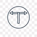 T junction vector icon isolated on transparent background, linear T junction transparency concept can be used web and mobile Royalty Free Stock Photo