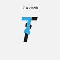 T - Letter abstract icon & hands logo design vector template.Italic style.Business offer,Partnership,Hope,Help,Support,Teamwork s