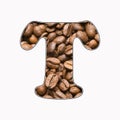 T, letter of the alphabet - coffee beans background