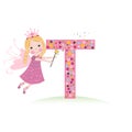 T letter with a cute fairy tale