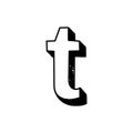 T letter hand-drawn symbol. Vector illustration of a small English letter t. Hand-drawn black and white Roman alphabet