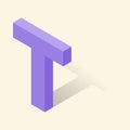T letter in isometric 3d style with shadow Royalty Free Stock Photo