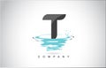 T Letter Logo Design with Water Splash Ripples Drops Reflection Royalty Free Stock Photo