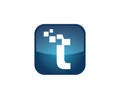 t letter pixel square logo