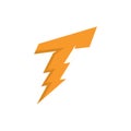 t letter thunder logo vector icon illustration