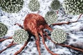 T-lymphocytes attacking cancer cell Royalty Free Stock Photo