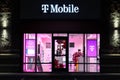 T-Mobile Retail Store Exterior at Night and Trademark Logo