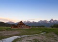 T. A. Moulton Barn with Teton Mountains in Background Royalty Free Stock Photo