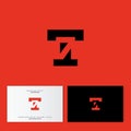 T and 7 number monogram. T letter and hidden numeric symbol 7. Digital logo. Flat style emblem. Identity, business card.