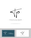 T P TP initial logo signature vector. Handwriting concept logo.