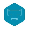 T pipe connection icon, outline style