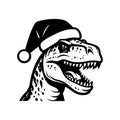 T-rex Christmas Dinosaur wearing a Santa hat. Royalty Free Stock Photo