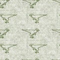 T rex dinosaur extinct seamless linen style pattern. Organic natural tone on tone fossil design for throw pillow, soft