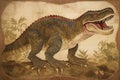 T-rex dinosaur poster in Japanese culture. Generate ai