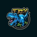 T rex mascot logo design vector with modern illustration concept style for badge, emblem and t shirt printing. Angry t rex Royalty Free Stock Photo