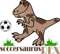 T-Rex with Soccer Ball Illustration Royalty Free Stock Photo