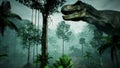 T Rex Tyrannosaur Dinosaur animation in jungle. realistic render. 3D Rendering. Royalty Free Stock Photo