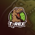 T-rex vector mascot logo design with modern illustration concept style for badge, emblem and tshirt printing. angry t-rex Royalty Free Stock Photo