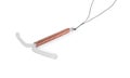 T-shaped intrauterine birth control device on white background