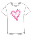 T-shirt abstract drawing of heart. Heart for Valentine`s Day. T-shirt with heart made of squares