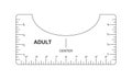 T shirt alignment guide. Adult size template. Ruler for centering clothing design. Sewing measurement tool with markup