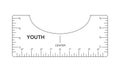 T shirt alignment guide. Youth size template. Ruler for centering clothing design. Sewing measurement tool with markup