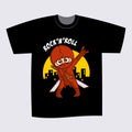 T-shirt Black Print Design Superhero Ninja Rock and Roll