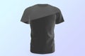 T shirt. Black realistic t-shirt. Background with gradient color. Front view of the garment. Royalty Free Stock Photo