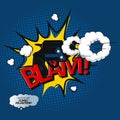 T-shirt Blam lettering. Comic effect bubbles design in pop art style. Vector illustration.