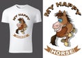 White Child T-shirt Design with Running Horse