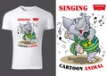 White Child T-shirt Design with Cartoon Elephant Character