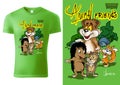 Green Child T-shirt Design with Cartoon Animals