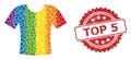 Rubber Top 5 Stamp and Rainbow T-Shirt Collage