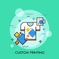 T-shirt and cup with same print. Branded and promotional products, custom printing service and merchandising concept. Royalty Free Stock Photo