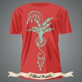 T-shirt design with abstract unusual colorful illustration