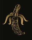 T-shirt design with banana and lettering. Come on go bananas.