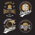 T-shirt design for basketball fans for usa new york brooklyn street team, knights college team and chicago raiders