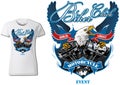 T-shirt Design for Biker Chick with Eagle and Engine Royalty Free Stock Photo