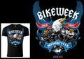 T-shirt Design for Bikers with Eagle and Engine