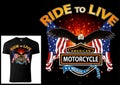 T-shirt Design for Bikers with Eagle and Flags
