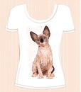 T-shirt design with Canadian sphinx cat.