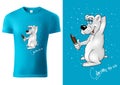 T-shirt Design with Cartoon Polar Bear