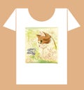 t-shirt design with cat and butterfly