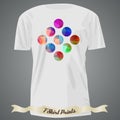 T-shirt design with colorful abstract illustration with circles